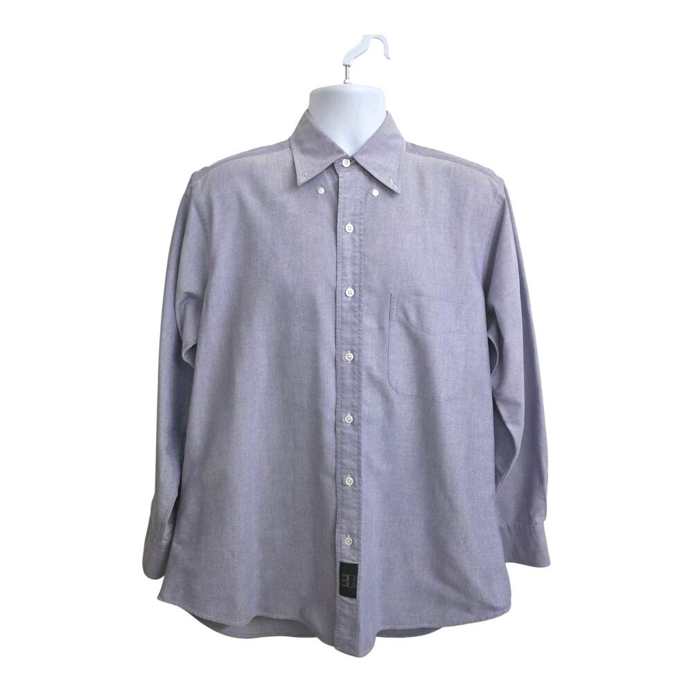 Ike Behar New York Dress Shirt Mens 15.5"-33 Long Sleeve Button Up Blue